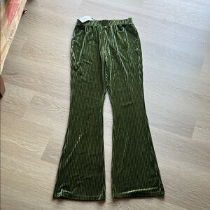 Green Velvet High Waisted Flare Pants